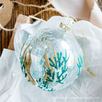 gold seaweed glass bauble for Christmas tree decoration